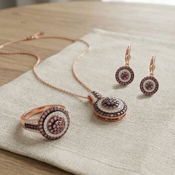 D'Joy AA Padparadscha Saphir und Zirkon Schmuckset