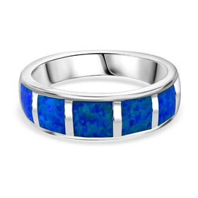 Synthetischer Kristall blauer Opal-Ring - 2,50 ct.