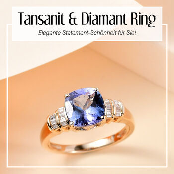 AA Tansanit und Diamant Ring in 375 Gold - 2,31 ct.