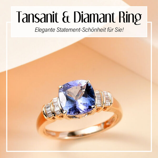AA Tansanit und Diamant Ring in 375 Gold - 2,31 ct. image number 2