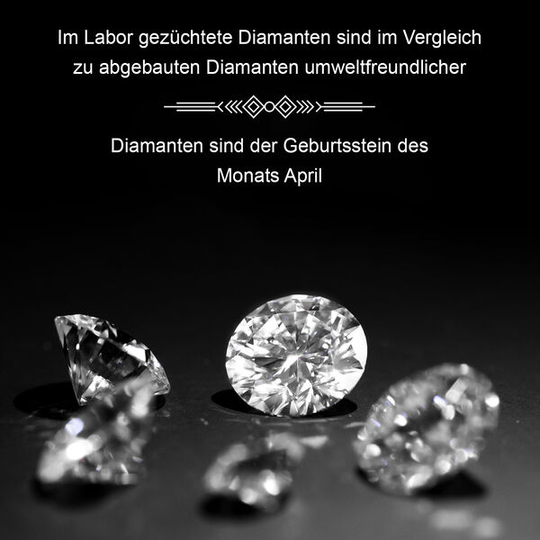 LUXURIANT VS-EF Labor Diamant Anhänger mit 50cm Kette, 925 Silber Gelbgold Vermeil- 0,25 ct. image number 4