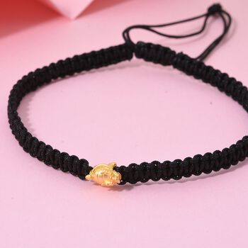 Flexibles Fadenarmband mit Schildkr&ouml;ten-Anh&auml;nger in 999 Gold, 19cm