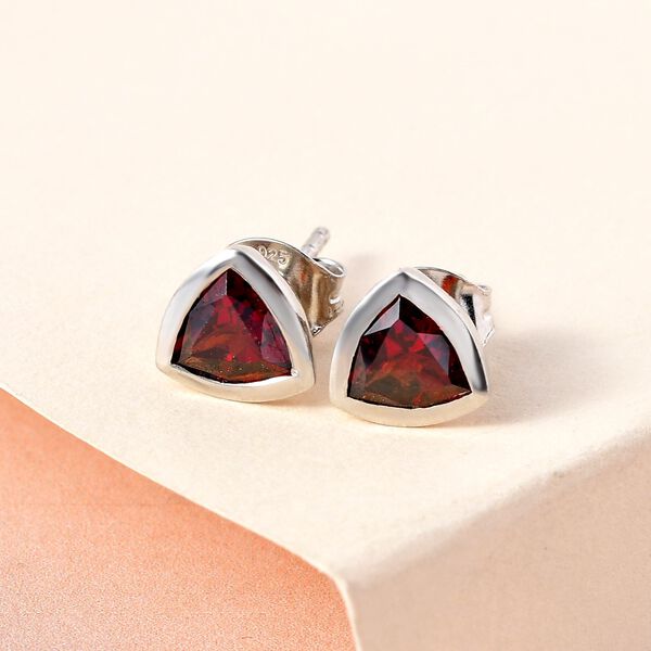 Nat&uuml;rliche Mosambik Granat Ohrringe, 925 Silber platiniert ca. 1.80 ct image number 2