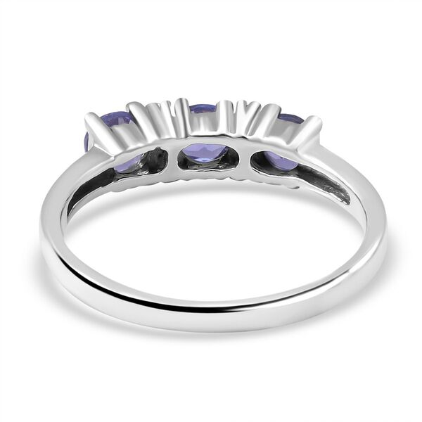 Tansanit und wei&szlig;er Zirkon-Ring, 925 Silber platiniert  ca. 0,86 ct image number 4