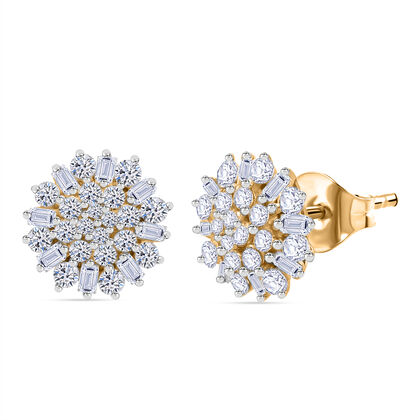 LUXURIANT DIAMOND - Lab Grown Diamant VS-EF SGL zertifiziert Ohrringe 925 Silber Gelbgold Vermeil ca. 1.00 ct