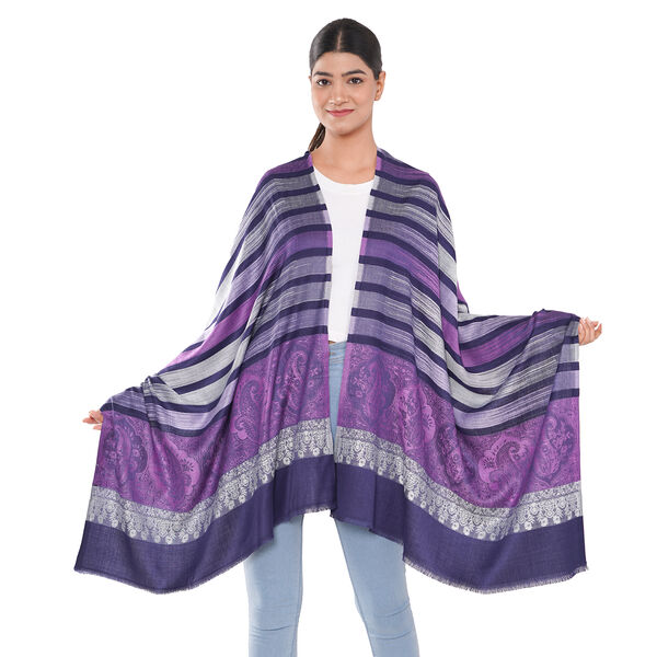 Jacquard gewebter Schal, Streifenmuster, Lila