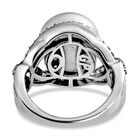 GP Regina Kollektion - Weiße Perle, Kanchanaburi Blauer Saphir Ring, 925 Silber platiniert (Größe 17.00) ca. 10.25 ct image number 5