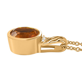 EverTrue Sphaleros Quarz und Zirkon Anh&auml;nger mit 50cm Kete - 3,19 ct.