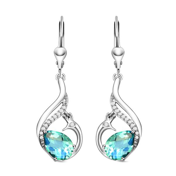 Pfau Triplett Quarz und weiße Zirkon-Ohrringe, 925 Silber platiniert ca. 4,63 ct image number 0