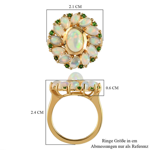 Nat&uuml;rlicher, &auml;thiopischer Opal und Chromdiopsid-Ring, 925 Silber vergoldet  ca. 2,97 ct image number 8