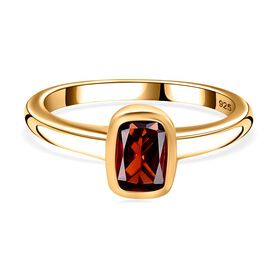 Natürlicher Mosambik Granat Ring, 925 Silber 750 Gelbgold Vermeil (Größe 18.00) ca. 1.11 ct