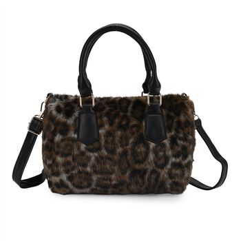 Crossbody Bag in Leopard-Optik, Braun-Schwarz, 26x17x13cm