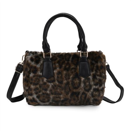 Crossbody Bag in Leopard-Optik, Braun-Schwarz, 26x17x13cm