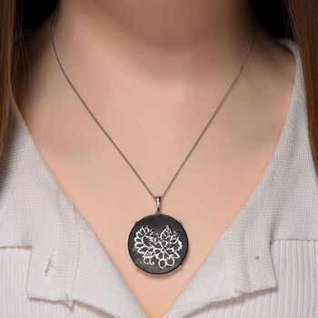 D'Joy Shungit Anh&auml;nger mit Kette, ca. 45 cm 925 Silber rhodiniert ca. 36,00 ct