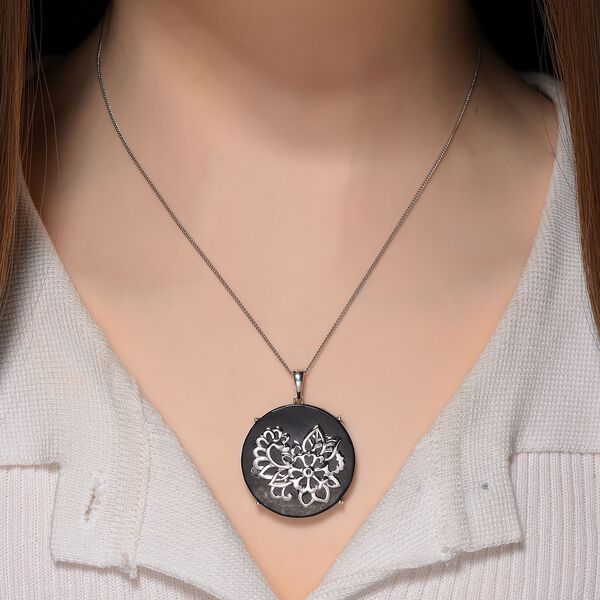 D'Joy Shungit Anhänger mit Kette, ca. 45 cm 925 Silber rhodiniert ca. 36,00 ct image number 2