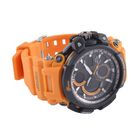 GENOA - Multifunktionsuhr mit LED und Japanischem Uhrwerk, TPU-Armband,  LED-Anzeige und Wasserdicht, Orange und Schwarz image number 4