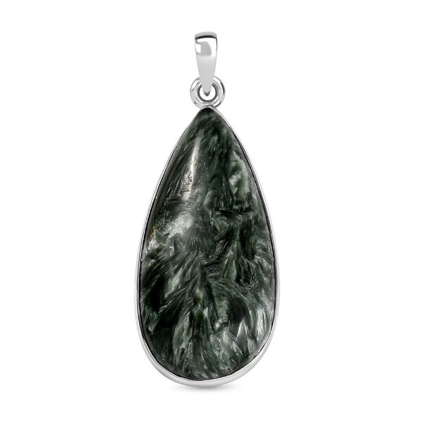 Sibirischer Seraphinite Anhänger 925 Silber rhodiniert ca. 19,42 ct. image number 0