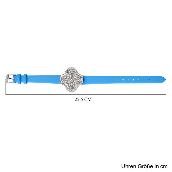 2 in 1 GENOA Japan Uhrwerk, weißem Kristall und Lederband-Armreif, schwarz image number 7