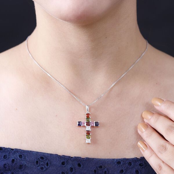 Weißer Zirkonia, Rosa Zirkonia Anhänger 925 Silber image number 3