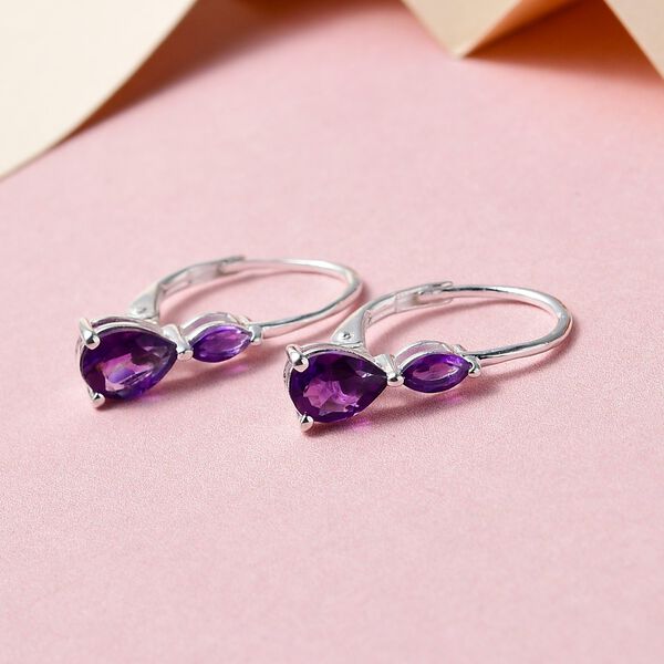 Afrikanische Amethyst Ohrringe, 925 Silber ca. 1,57 ct image number 2