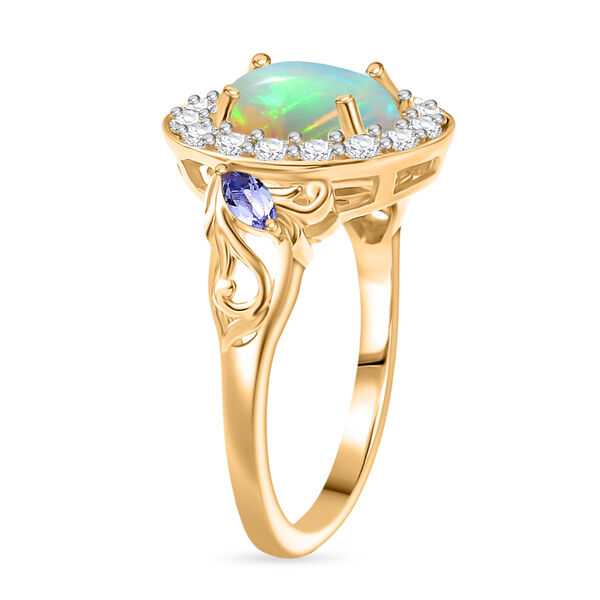 D'Joy Nat&uuml;rlicher, &auml;thiopischer Welo Opal, Tansanit Ring 925 Silber vergoldet (Gr&ouml;&szlig;e 17.00) ca. 2,15 ct image number 5