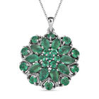 AAA Kagem sambischer Smaragd-Anhänger mit kette, 925 Silber rhodiniert ca. 3,28 ct