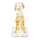 Dekorative Kristallglas Hunde-Figur auf quadratischem Ständer, Größe 12x12x6 cm, Gelb image number 1