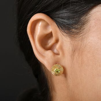 Peridot Ohrringe 925 Silber vergoldet ca. 1.08 ct