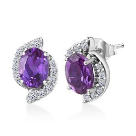 AAA Lab Created Farbwechsel-Saphir, Lab Grown Diamant Ohrringe 417 Gold ca. 2,30 ct.