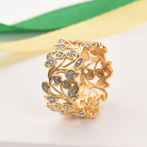 ALLORO funkelnder vergoldeter Silber-Bandring image number 2