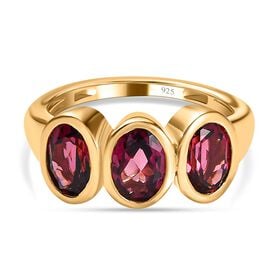 AAA Orissa Rose Granat Ring, 925 Silber Gelbgold Vermeil (Größe 19.00) ca. 3.05 ct
