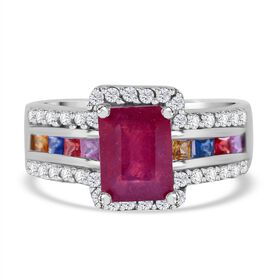 AA afrikanischer Rubin, mehrfarbiger Saphir und Zirkon-Ring - 3,04 ct.