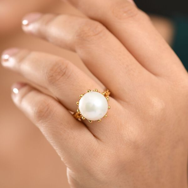 Giuseppe Perez S&uuml;&szlig;wasser Perle (12 mm), Kanchanaburi Blauer Saphir Ring 925 Silber 750 Gelbgold Vermeil (Gr&ouml;&szlig;e 20.00) image number 3