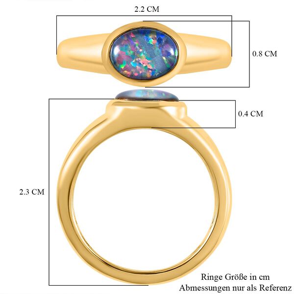 Boulder Opal Triplette Ring, 925 Silber vergoldet (Gr&ouml;&szlig;e 17.00) ca. 0.94 ct image number 7