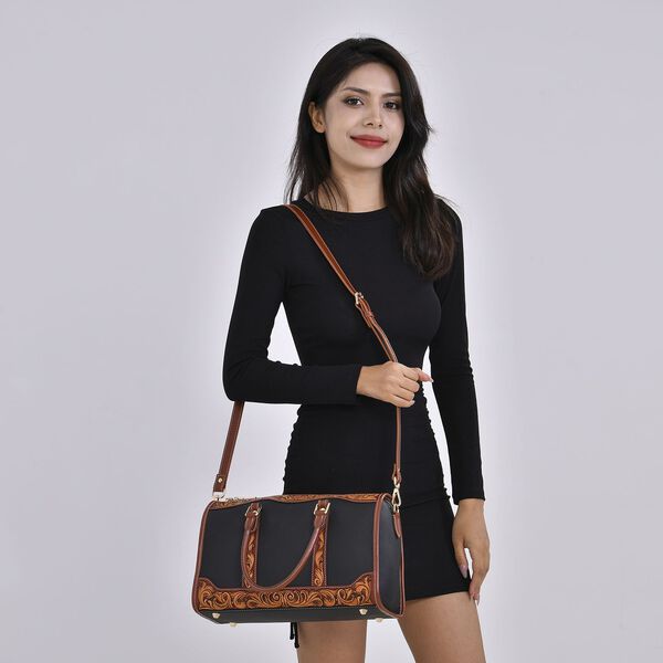 Grand Pelle  - Echtleder Umhängetasche, 34,5x15x21 cm, schwarz image number 8