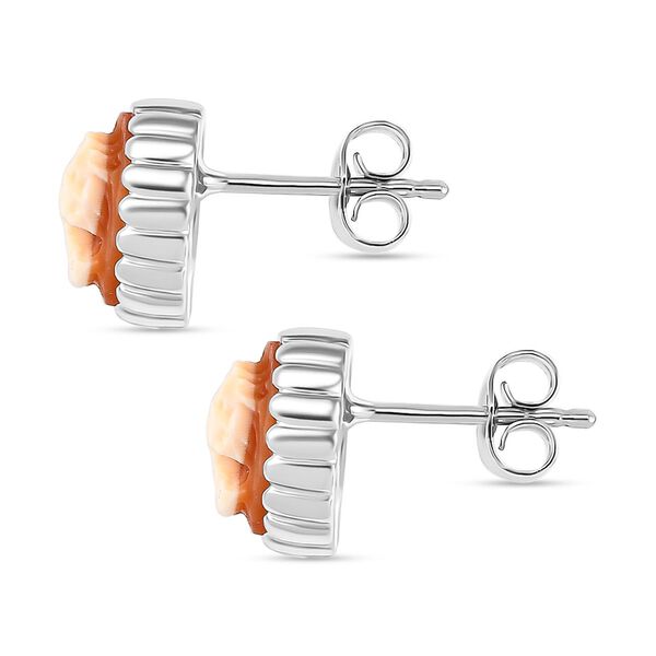 Italienische Kamee Ohrringe aus Conch-Muschel in Silberton image number 4
