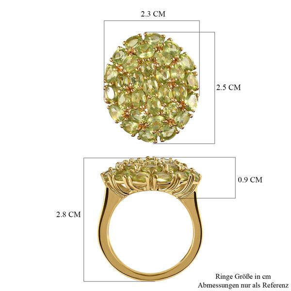 Nat&uuml;rlicher Peridot Ring, 925 Silber Gelbgold Vermeil (Gr&ouml;&szlig;e 17.00), ca. 5.83 ct image number 7