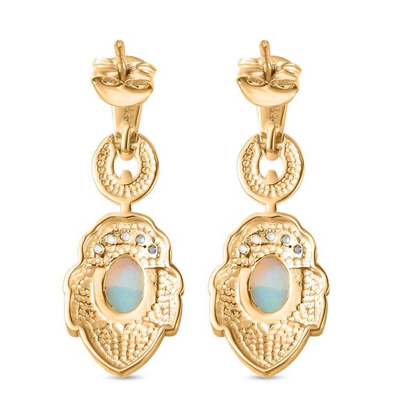 AA Natürlicher, äthiopischer Welo Opal, Weißer Zirkon Ohrringe 925 Silber 750 Gelbgold Vermeil ca. 1.24 ct image number 6
