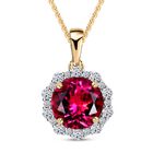 AAA Lab Grown Bixbite, Lab Grown Diamant Schmuckset 417 Gold, 417 Gold Gelbes Gold ca. 3,50 ct.