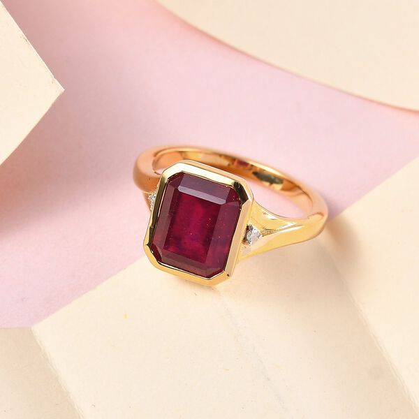 Afrikanischer Rubin und weißer Diamant Ring, ca. 5,37 ct. image number 2