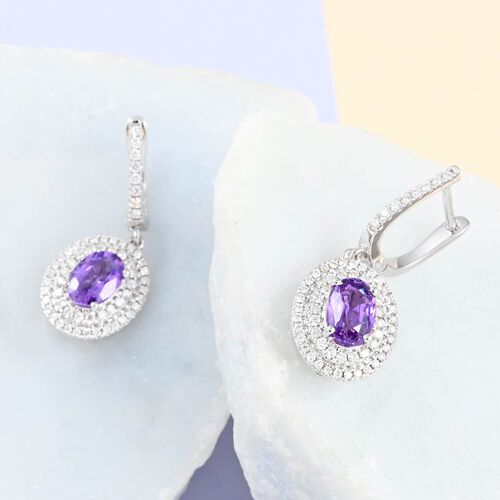 ILIANA AAA lila Saphir und SI GH Diamant Ohrringe in 750 Weißgold - 2,20 ct. image number 1