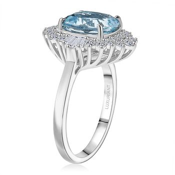 LUXURIANT AAA Aquamarin und Labor Diamant Ring in 417 Wei&szlig;gold - 3,75 ct.
