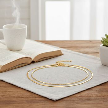 2er-Set Halsketten in Goldton, 50+5cm