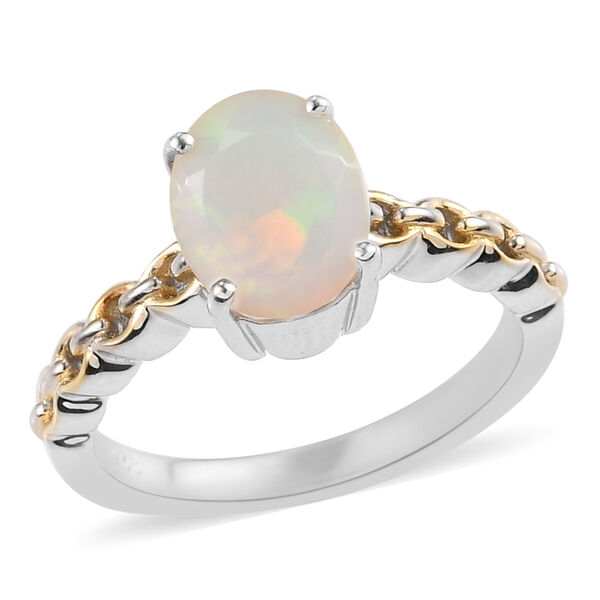 Nat&uuml;rlicher &Auml;thiopischer Opal Ring 925 Silber Zweifarbige Beschichtung image number 4