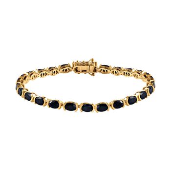 Schwarzer Saphir Armband ca. 19 cm 925 Silber Gelbgold Vermeil ca. 15.63 ct