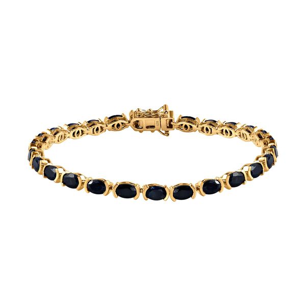 Schwarzer Saphir Armband ca. 19 cm 925 Silber Gelbgold Vermeil ca. 15.63 ct