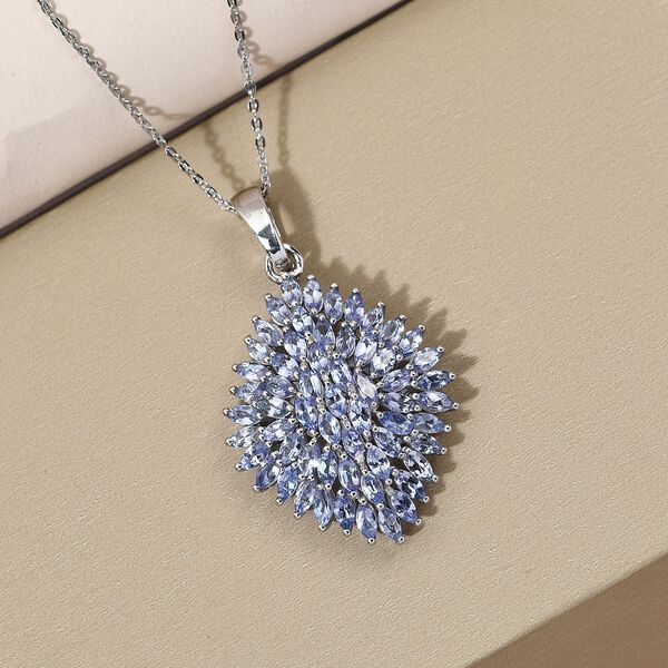 Tansanit-Anhänger mit Kette, 925 Silber platiniert ca. 4.48 ct image number 3