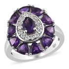 Lusaka Amethyst und Zirkon Ring 925 Silber Platin-Überzug image number 3