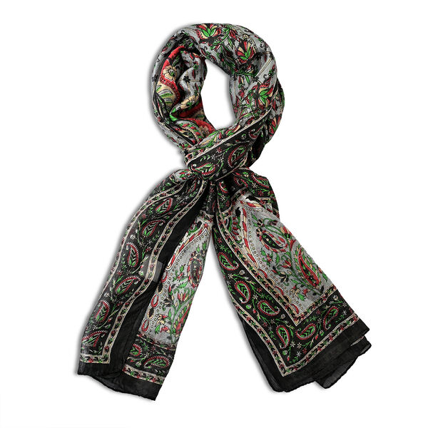 LA MAREY Seidenschal, 50x170cm, 100% Seide, Dunkelgr&uuml;n image number 3