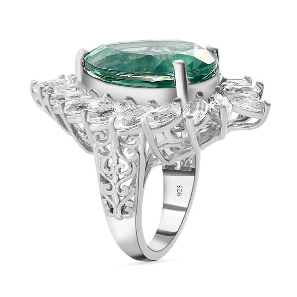 Pfau Triplett Quarz und weißer Topas-Ring, 925 Silber platiniert  ca. 15,54 ct image number 5